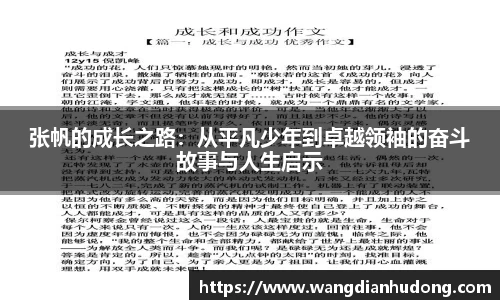 张帆的成长之路：从平凡少年到卓越领袖的奋斗故事与人生启示